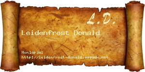 Leidenfrost Donald névjegykártya